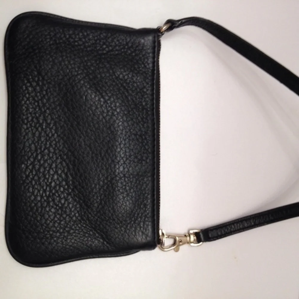 MICHAEL KORS black leather wristlet wallet